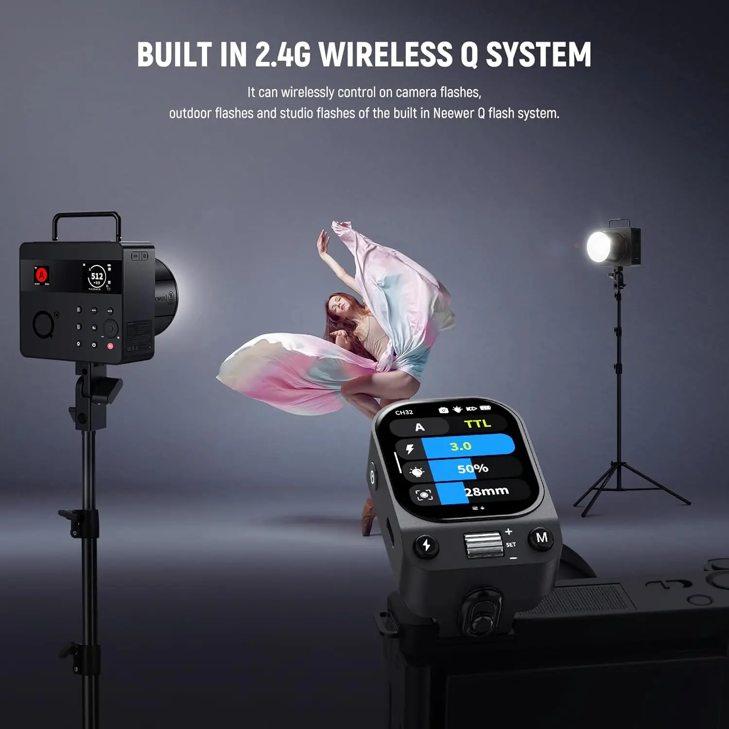 NEEWER QZ 2.4G TTL Wireless Flash Trigger For Sony/Canon/Nikon/Fujifilm Camera Godox IT32 V1 V100 AD200 Pro II Flash Transmitter