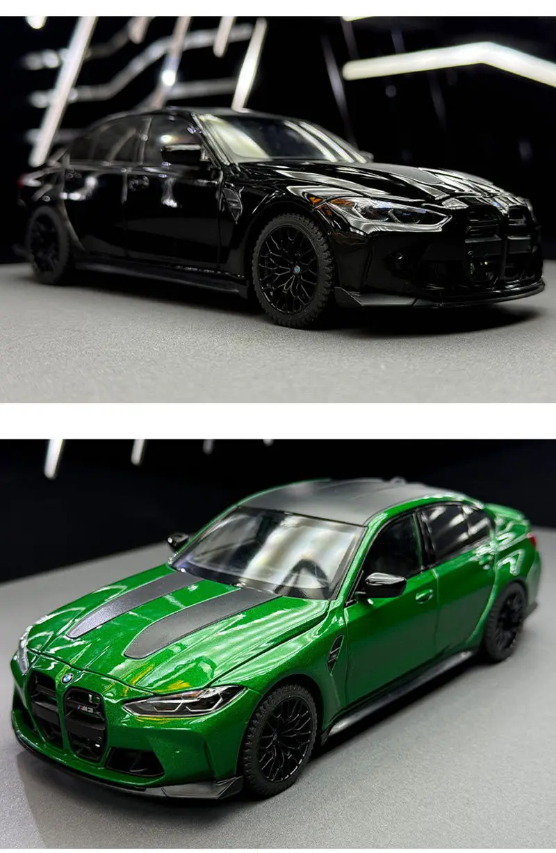 1:24 BMW M3 G80 Coupe Alloy Sports Car Model Diecasts Metal Racing Car Vehicles Model High Simulation Sound and Light Kids Gifts