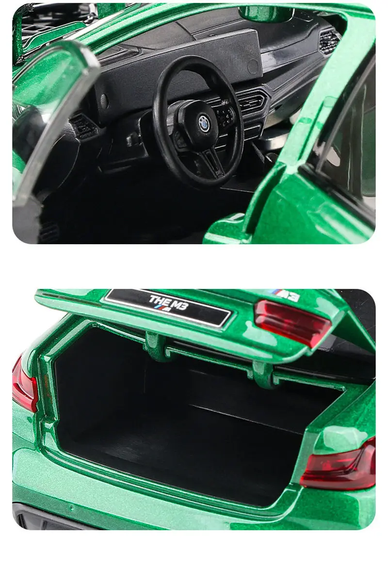 1:24 BMW M3 G80 Coupe Alloy Sports Car Model Diecasts Metal Racing Car Vehicles Model High Simulation Sound and Light Kids Gifts