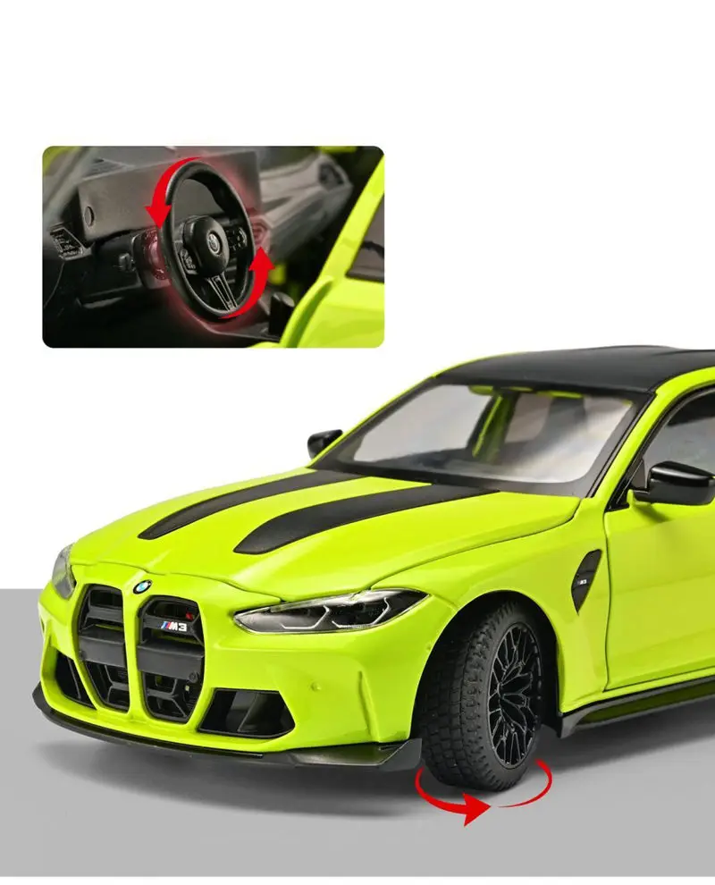 1:24 BMW M3 G80 Coupe Alloy Sports Car Model Diecasts Metal Racing Car Vehicles Model High Simulation Sound and Light Kids Gifts