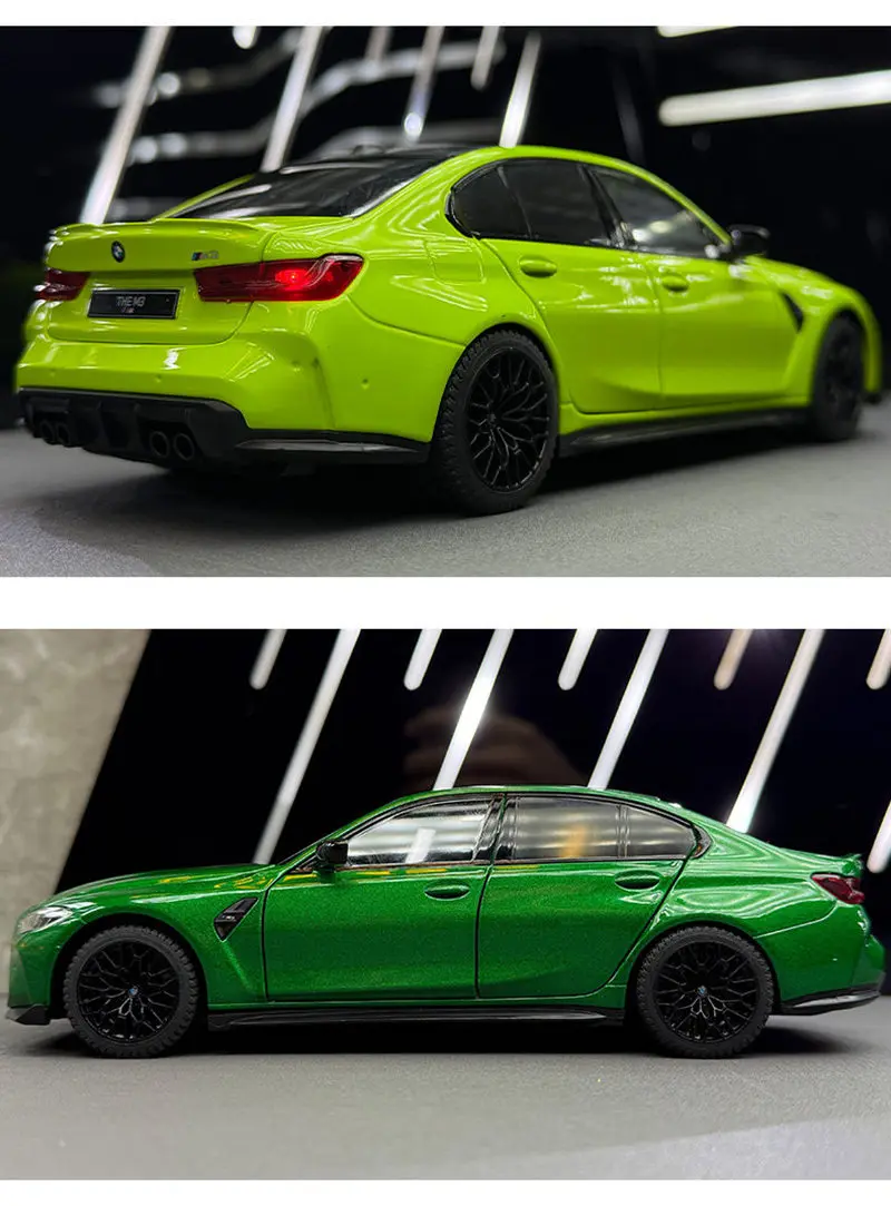 1:24 BMW M3 G80 Coupe Alloy Sports Car Model Diecasts Metal Racing Car Vehicles Model High Simulation Sound and Light Kids Gifts