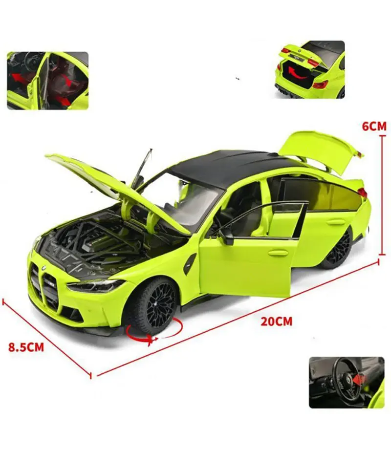 1:24 BMW M3 G80 Coupe Alloy Sports Car Model Diecasts Metal Racing Car Vehicles Model High Simulation Sound and Light Kids Gifts