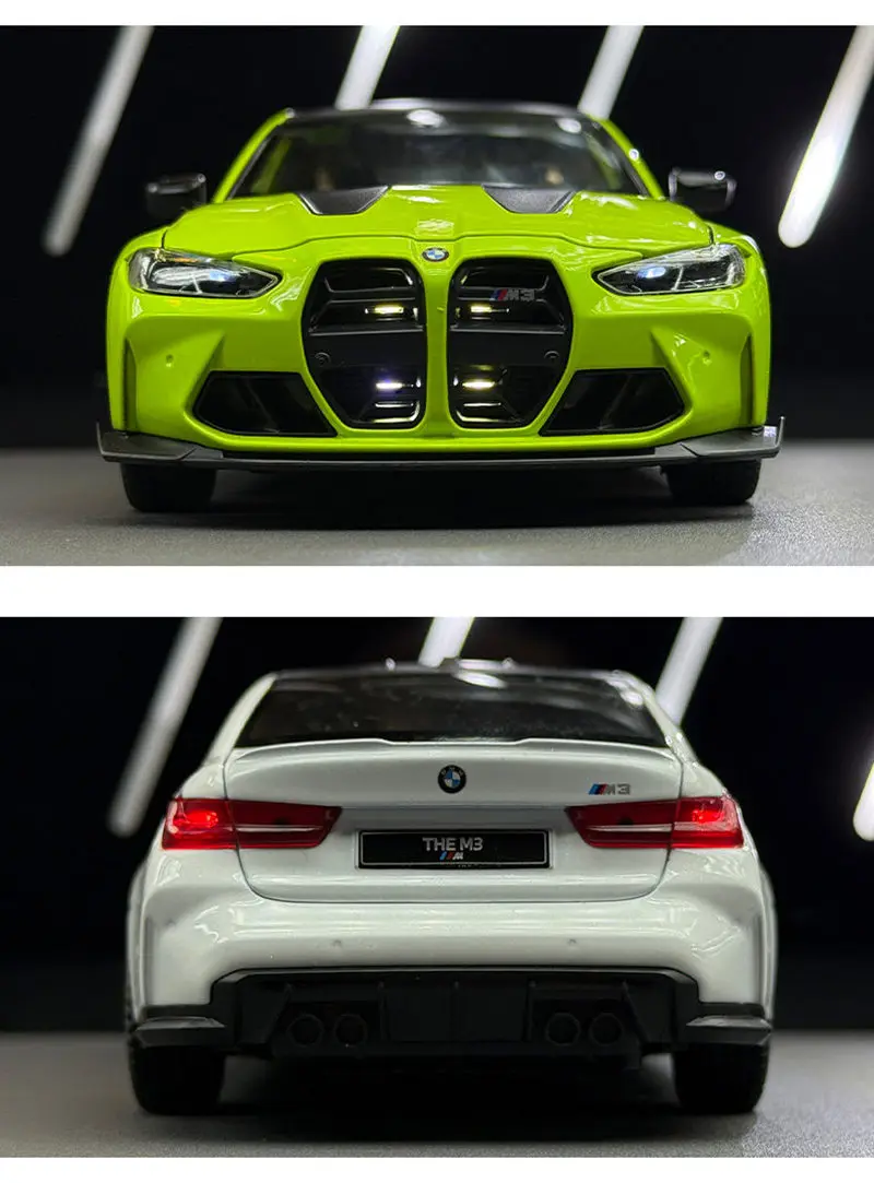 1:24 BMW M3 G80 Coupe Alloy Sports Car Model Diecasts Metal Racing Car Vehicles Model High Simulation Sound and Light Kids Gifts