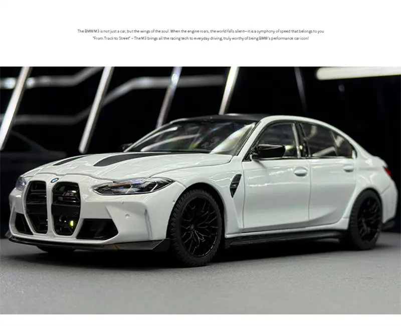 1:24 BMW M3 G80 Coupe Alloy Sports Car Model Diecasts Metal Racing Car Vehicles Model High Simulation Sound and Light Kids Gifts