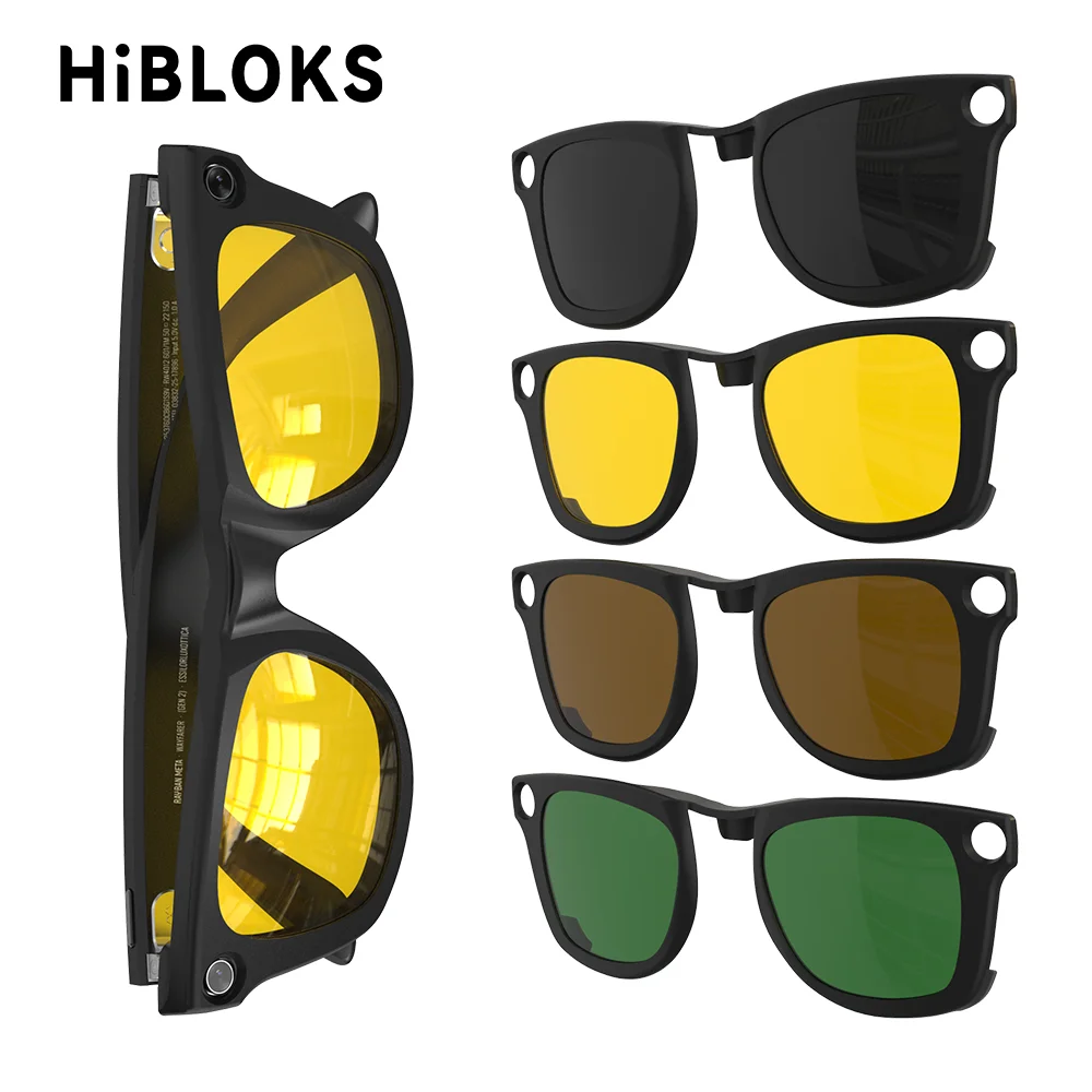 HiBloks Matte Frame Polorized Clip For Ray-Ban Meta Wayfarer RW4006/RW4012 (Gen 2) Smart Glasses Size M 50-22 Matte Black Lenses