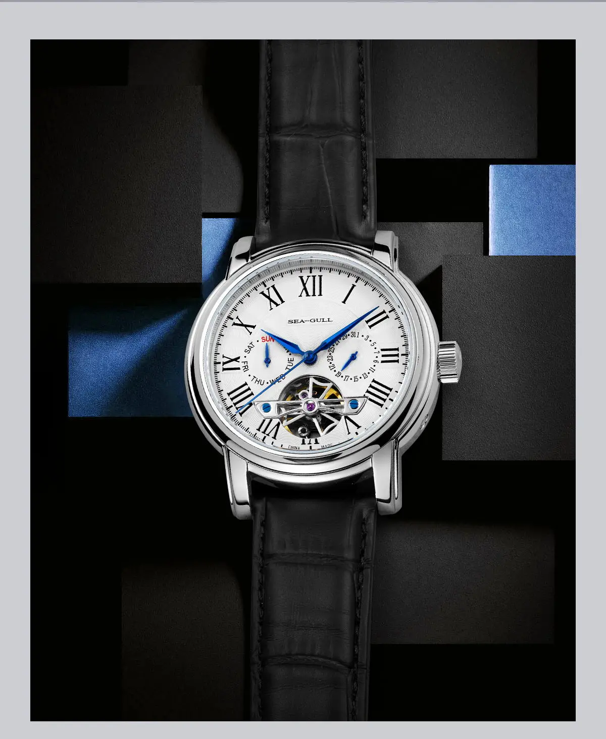 2026 New Seagull Men's Watch Automatic Mechanical Wristwatch Multi-Function Hollow Flywheel Business Simple Watch D819.622