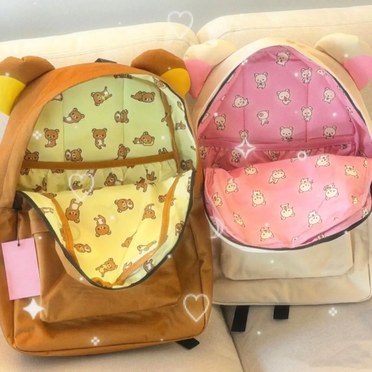 New Cartoon Rilakkumas Backpack Korilakkuma Embroidery Waterproof Nylon Backbag Large Capacity Girls Boys Student School Bag