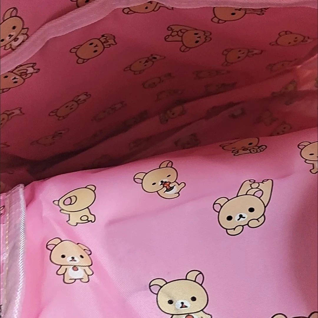 New Cartoon Rilakkumas Backpack Korilakkuma Embroidery Waterproof Nylon Backbag Large Capacity Girls Boys Student School Bag