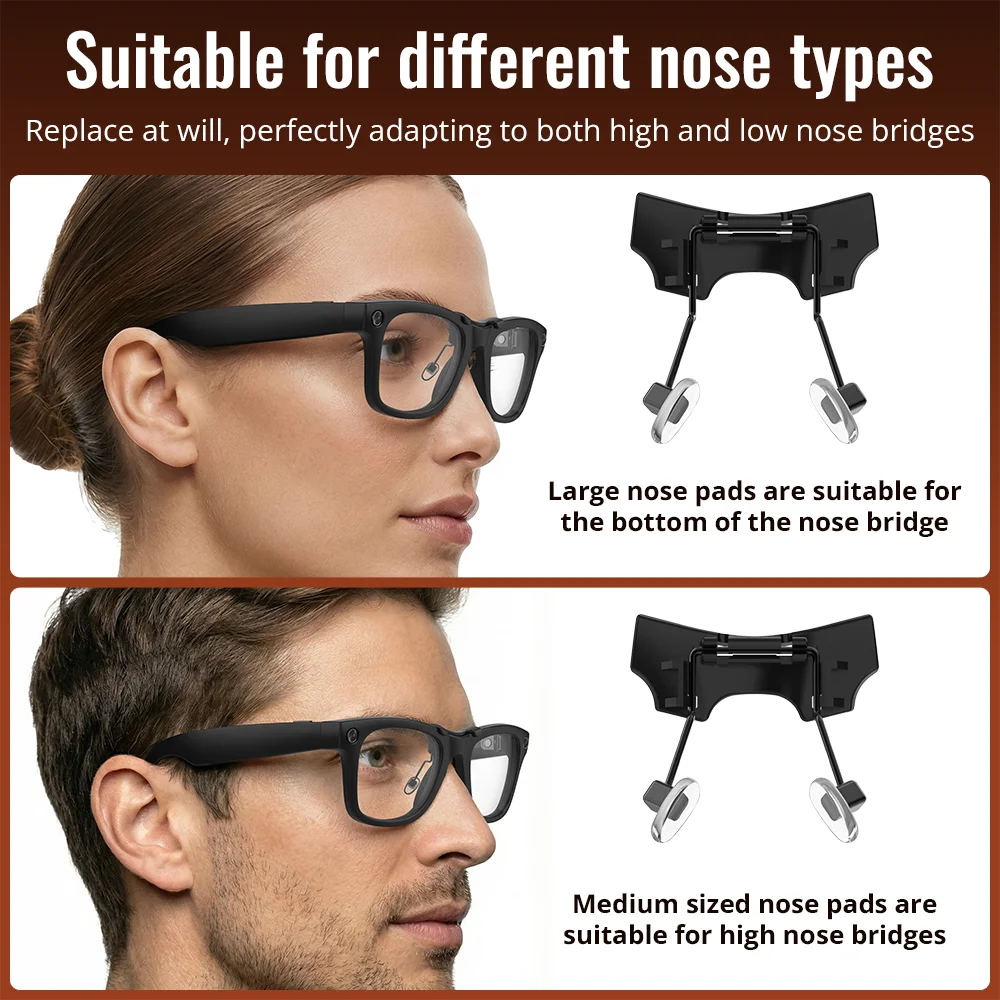HIBLOKS Eyeglass Nose Pads For Ray-Ban Meta Wayfarer Gen1/Gen2/Gen3 (RW4011/RW4012/RW4006/RW4008) Smart Glasses Anti Slip Clip