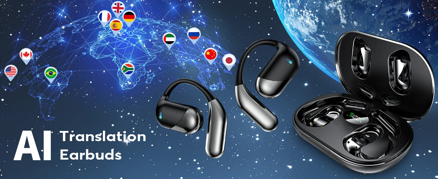 Q16H3 Bluetooth V6.1 AI Translation Earphones OWS Sport Headphone Comfortable Ultra-light Earhook Wireless Headphone with Mic