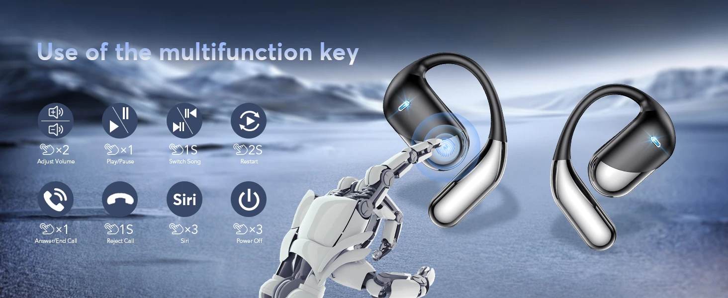 Q16H3 Bluetooth V6.1 AI Translation Earphones OWS Sport Headphone Comfortable Ultra-light Earhook Wireless Headphone with Mic
