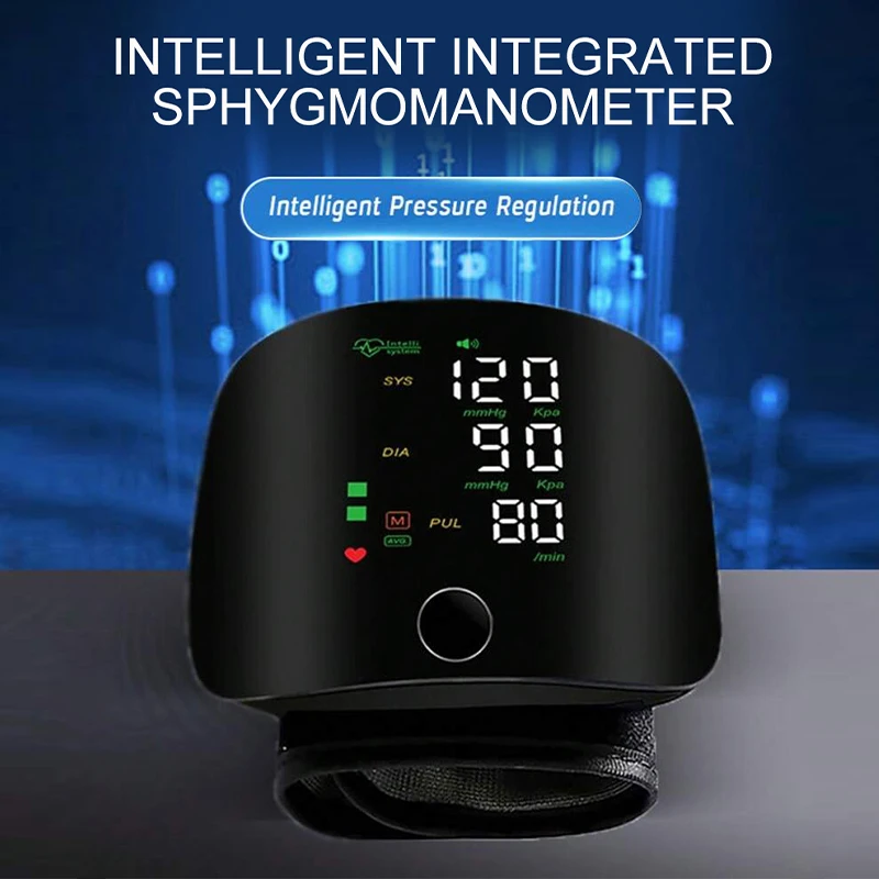 Rechargeable Blood Pressure Monitor 2 Users Medical Tonometer Wrist Cuff Digital Irregular Pulse Heart Rate Tensiometer