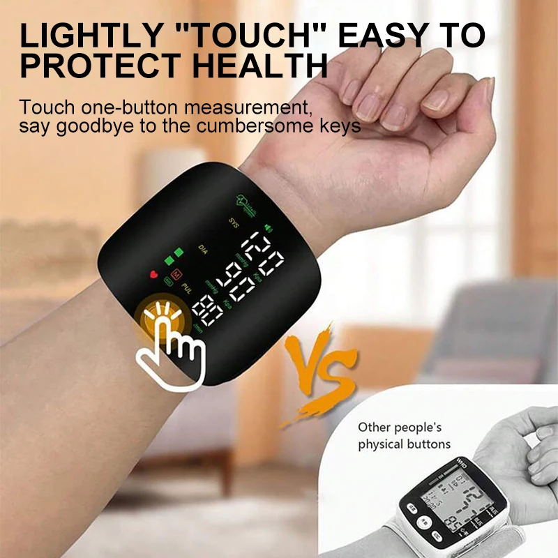 Rechargeable Blood Pressure Monitor 2 Users Medical Tonometer Wrist Cuff Digital Irregular Pulse Heart Rate Tensiometer