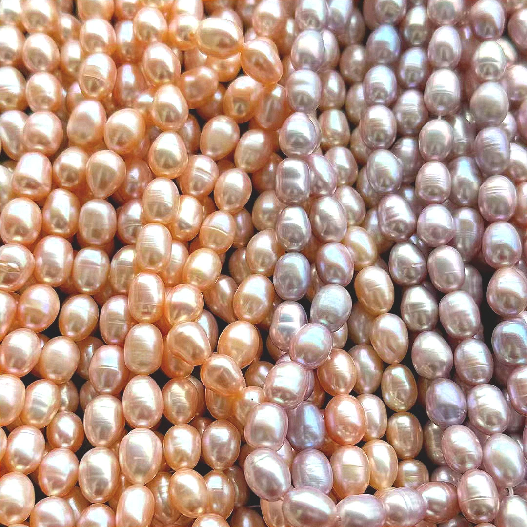 4A Grade Freshwater Rice Pearls 8-9mm Natural White Pink Purple Loose Beads Jewelry Making Supplies for Women DIY Necklace Brace