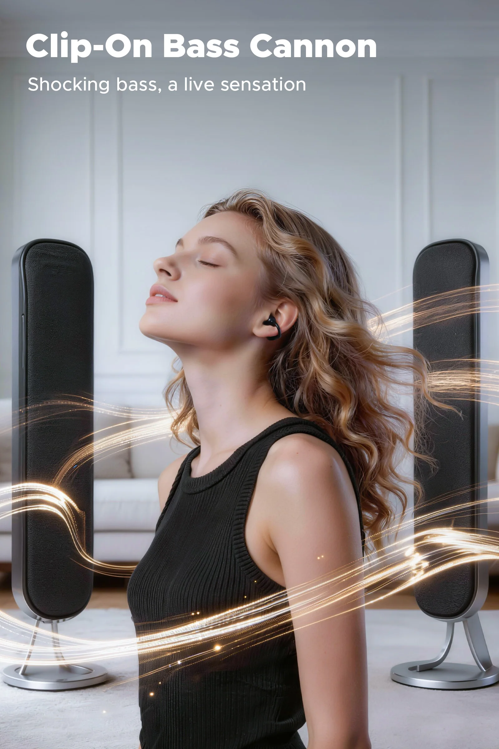 SoundPEATS POP Clip2 Ear Clip Earbuds Open Ear Wireless Earphones Bluetooth 6.0 Hi-Res LDAC Audio Clip On Sports Headphones UU2