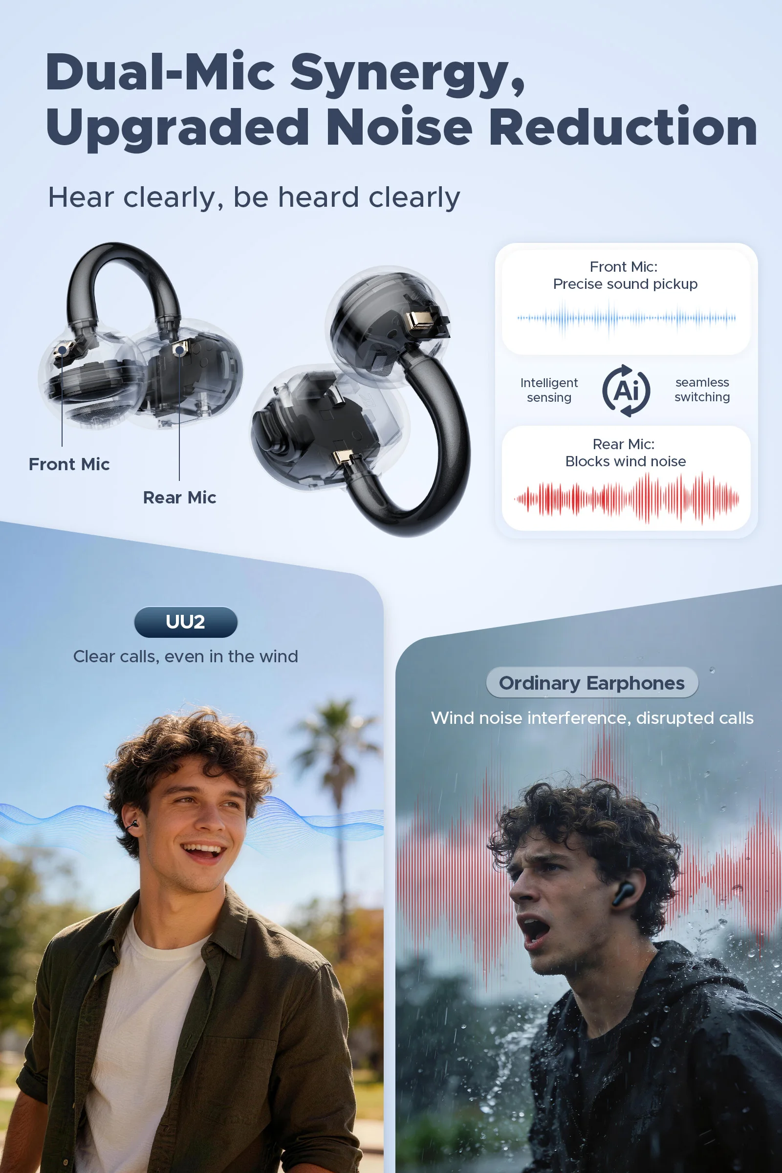 SoundPEATS POP Clip2 Ear Clip Earbuds Open Ear Wireless Earphones Bluetooth 6.0 Hi-Res LDAC Audio Clip On Sports Headphones UU2