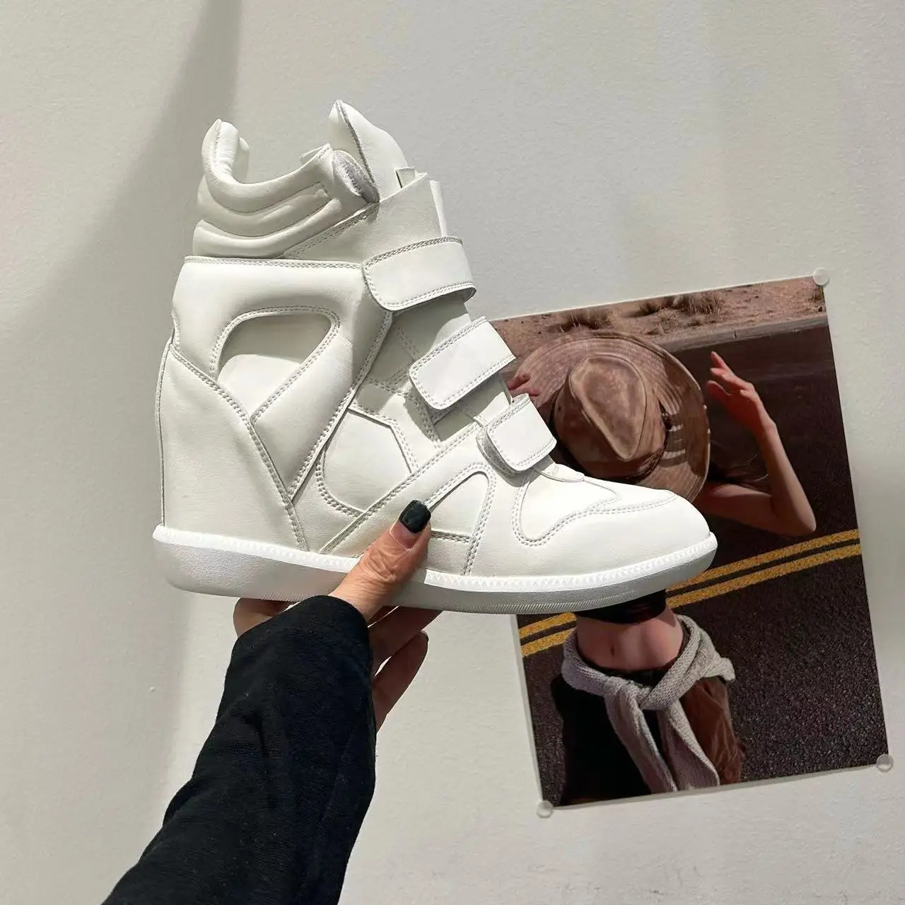Women's Ankle Boots New 2026 Genuine Leather High Platform Sneakers Fashionable 8CM Wedge Heels Snow Boots Design Women Shoes