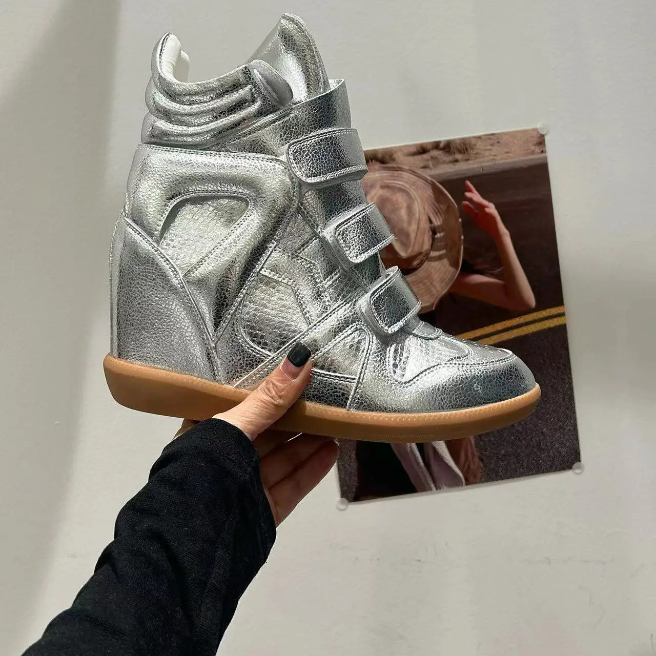 Women's Ankle Boots New 2026 Genuine Leather High Platform Sneakers Fashionable 8CM Wedge Heels Snow Boots Design Women Shoes