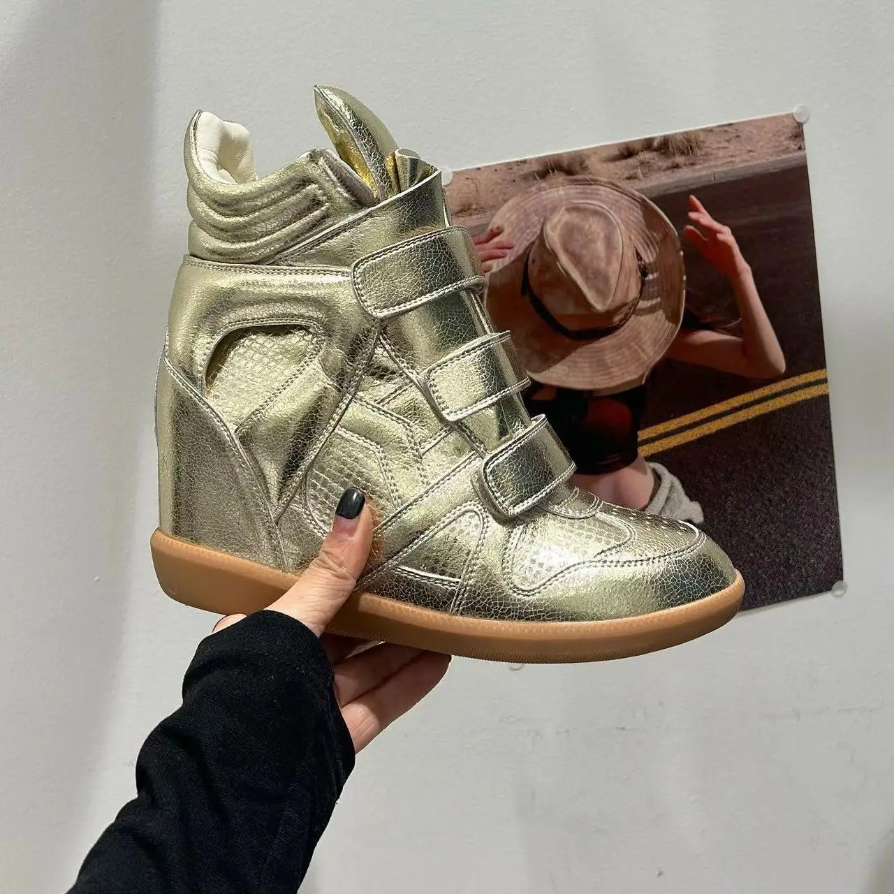 Women's Ankle Boots New 2026 Genuine Leather High Platform Sneakers Fashionable 8CM Wedge Heels Snow Boots Design Women Shoes