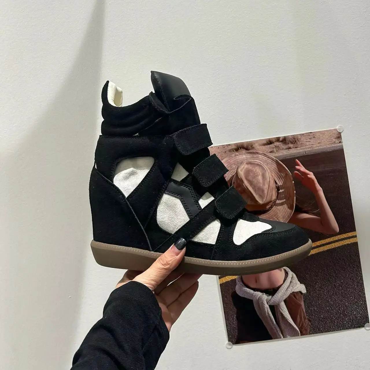 Women's Ankle Boots New 2026 Genuine Leather High Platform Sneakers Fashionable 8CM Wedge Heels Snow Boots Design Women Shoes