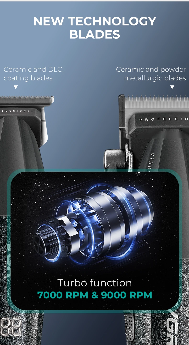 VGR Hair Trimmer Professional Hair Cutting Machine 9000 RPM Barber Shaver Cordless Hair Clipper LED Trimmer for Men V-640 S3