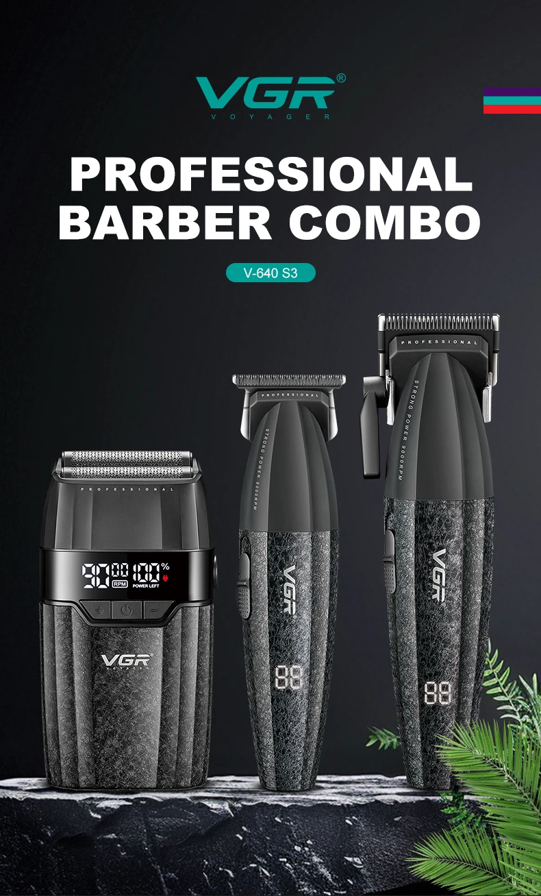 VGR Hair Trimmer Professional Hair Cutting Machine 9000 RPM Barber Shaver Cordless Hair Clipper LED Trimmer for Men V-640 S3