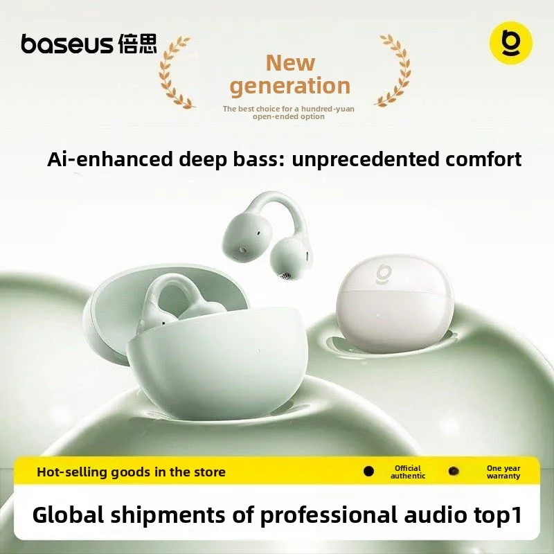 BASEUS BC1 Ear Clip Bluetooth 5 3 Headphones Open Ear Air Conduction Wireless Earbuds for Sport Running Workout with ENC Mic