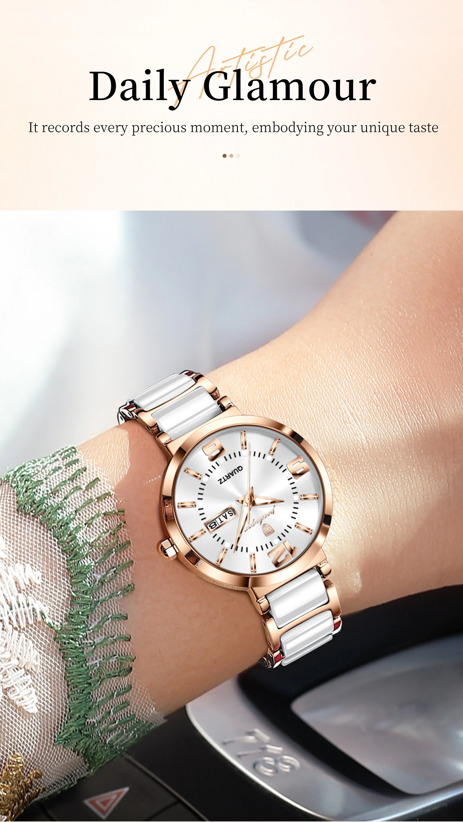 POEDAGAR Top Original Woman Clock Waterproof Quartz Elegant Ladies Wristwatch Stainless Steel Week Date Fashion Women's Watches