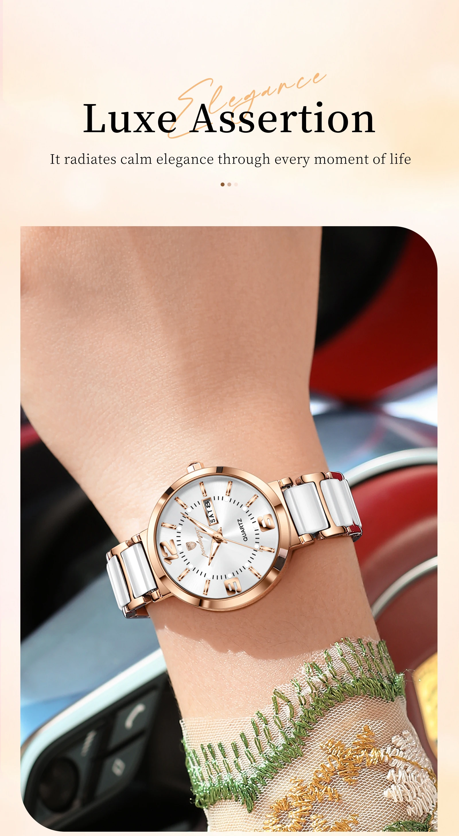 POEDAGAR Top Original Woman Clock Waterproof Quartz Elegant Ladies Wristwatch Stainless Steel Week Date Fashion Women's Watches