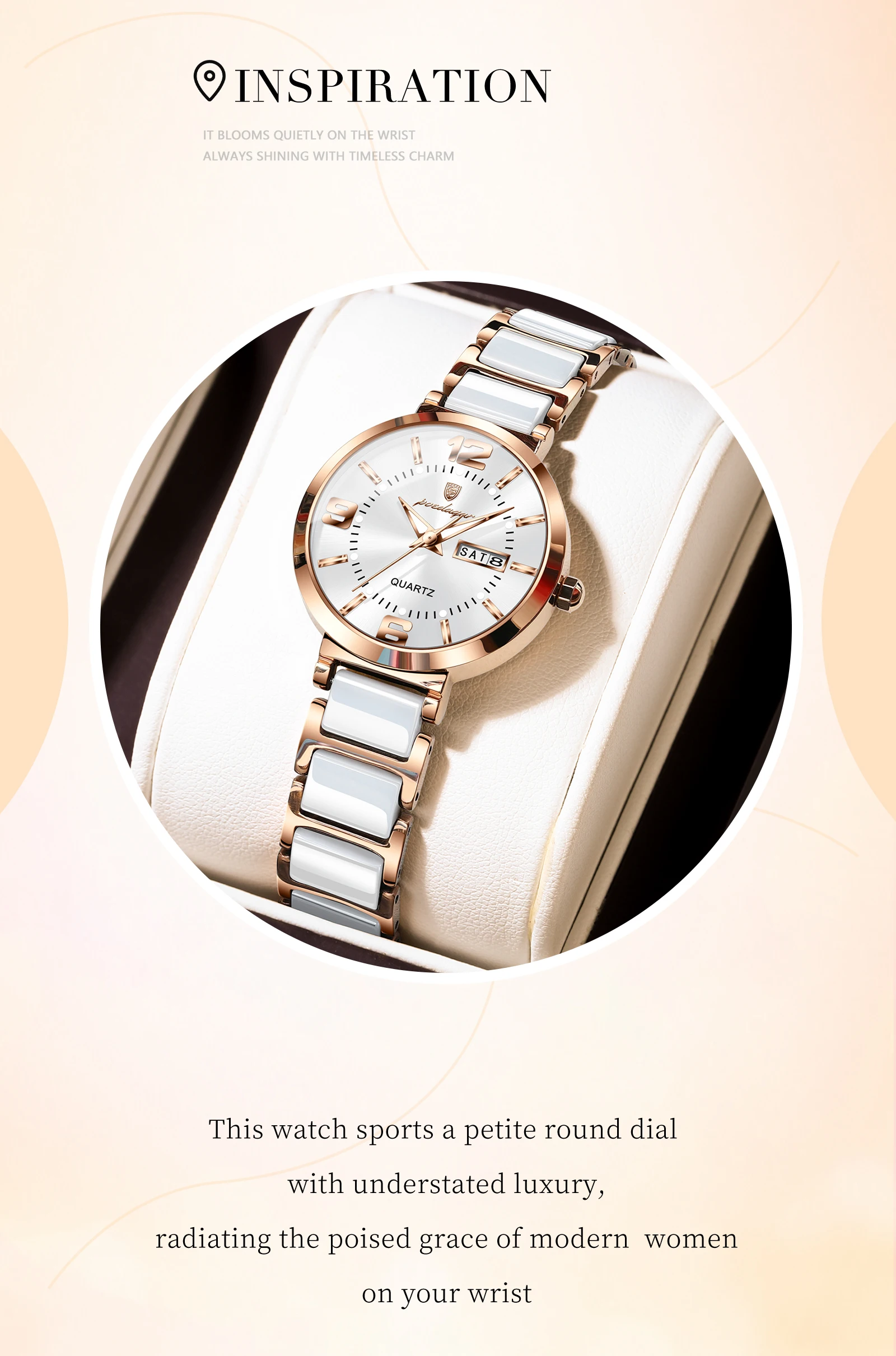 POEDAGAR Top Original Woman Clock Waterproof Quartz Elegant Ladies Wristwatch Stainless Steel Week Date Fashion Women's Watches