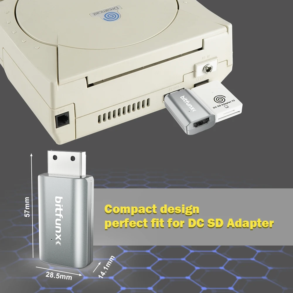 Bitfunx MINI DC Adapter VGA to HDMI™ HDTV Video Audio Converter for DreamCast Game Console All Version