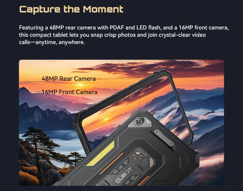Android Tablet Cubot TAB KingKong Mini, 10200mAh Mega Battery 16GB(6+10),128GB, Camping Light, 8.68-inch Screen, 48MP Camera,GPS