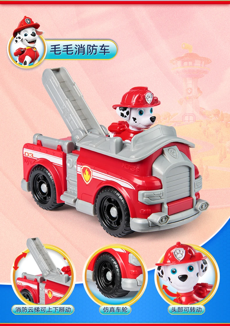 New Original PAW PATROL Vehicle Car Ryder Tracker Everest Chase Rex Skye Rocky Marshall Zuma Action Figure Toy Kid Birthday Gift