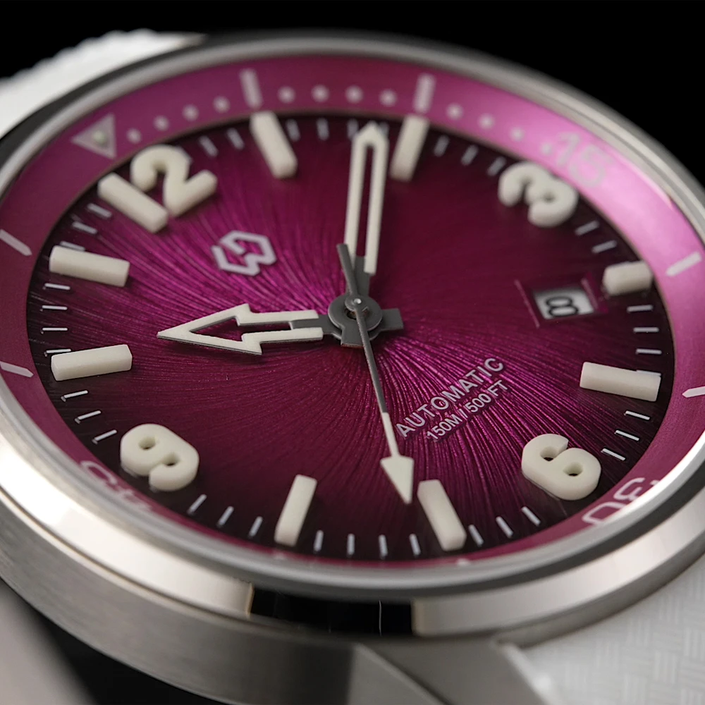 WISHDOIT 2026 Double Crown Auto Mechanical Watch, Radioactive Texture Dial Rotating Inner Shadow Bezel 150M Waterproof
