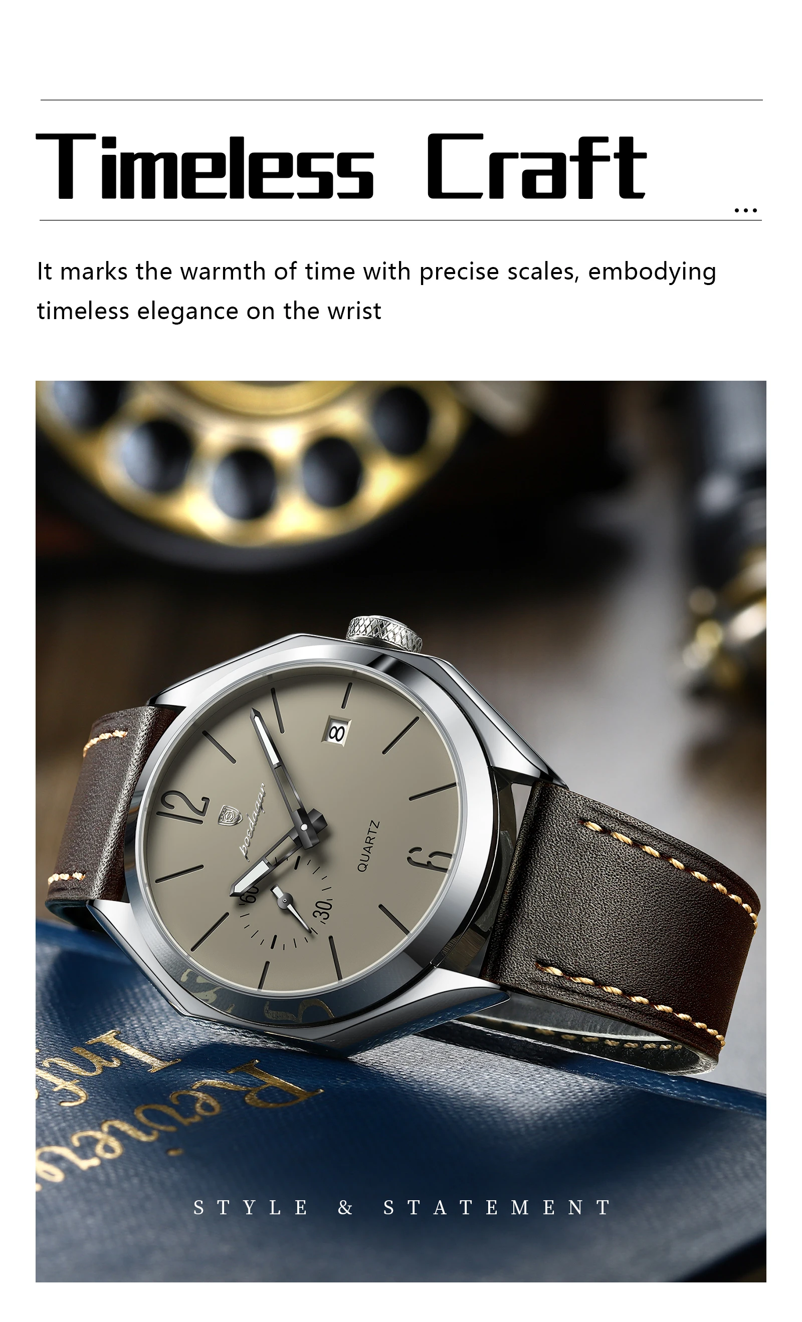 POEDAGAR Top Brand Male Wristwatch Leather Quartz Business Casual Men Watch Waterproof Luminous Date Fashion Men's Watches Reloj