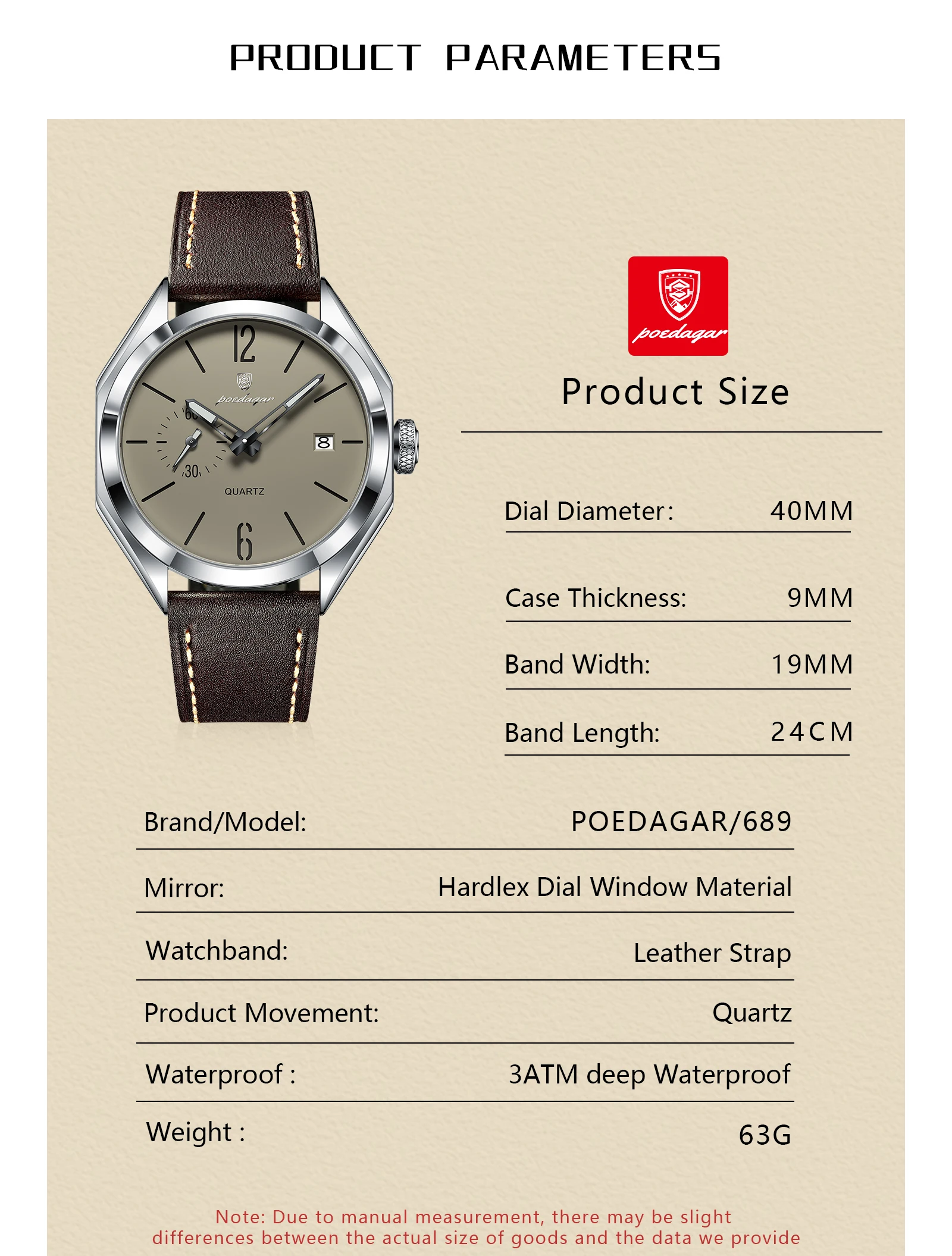POEDAGAR Top Brand Male Wristwatch Leather Quartz Business Casual Men Watch Waterproof Luminous Date Fashion Men's Watches Reloj