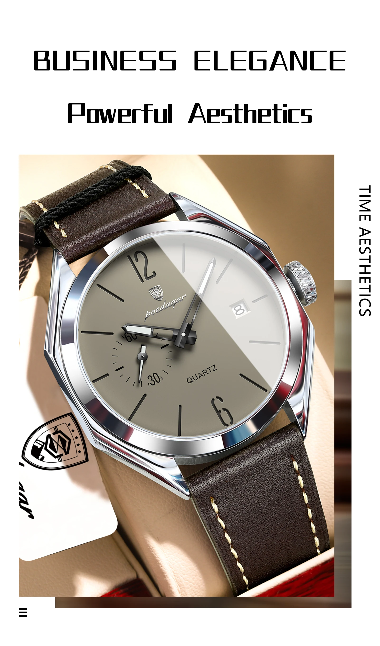 POEDAGAR Top Brand Male Wristwatch Leather Quartz Business Casual Men Watch Waterproof Luminous Date Fashion Men's Watches Reloj