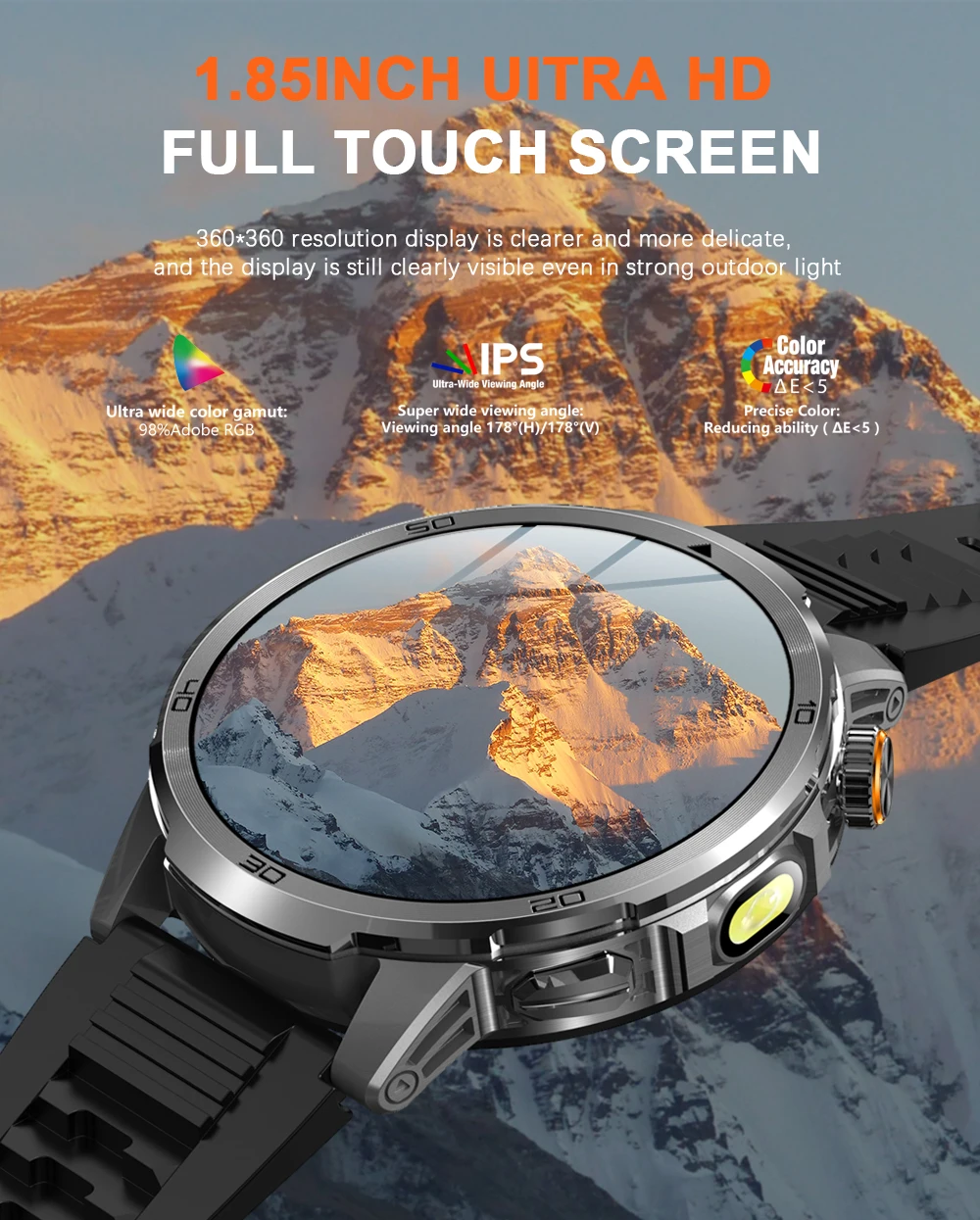 MEVADEN 1.85 inch Steel Smart Watch Men Bluetooth Call Smartwatch Sports Flashlight 1000mAh Health Monitor Watch for Male MD60