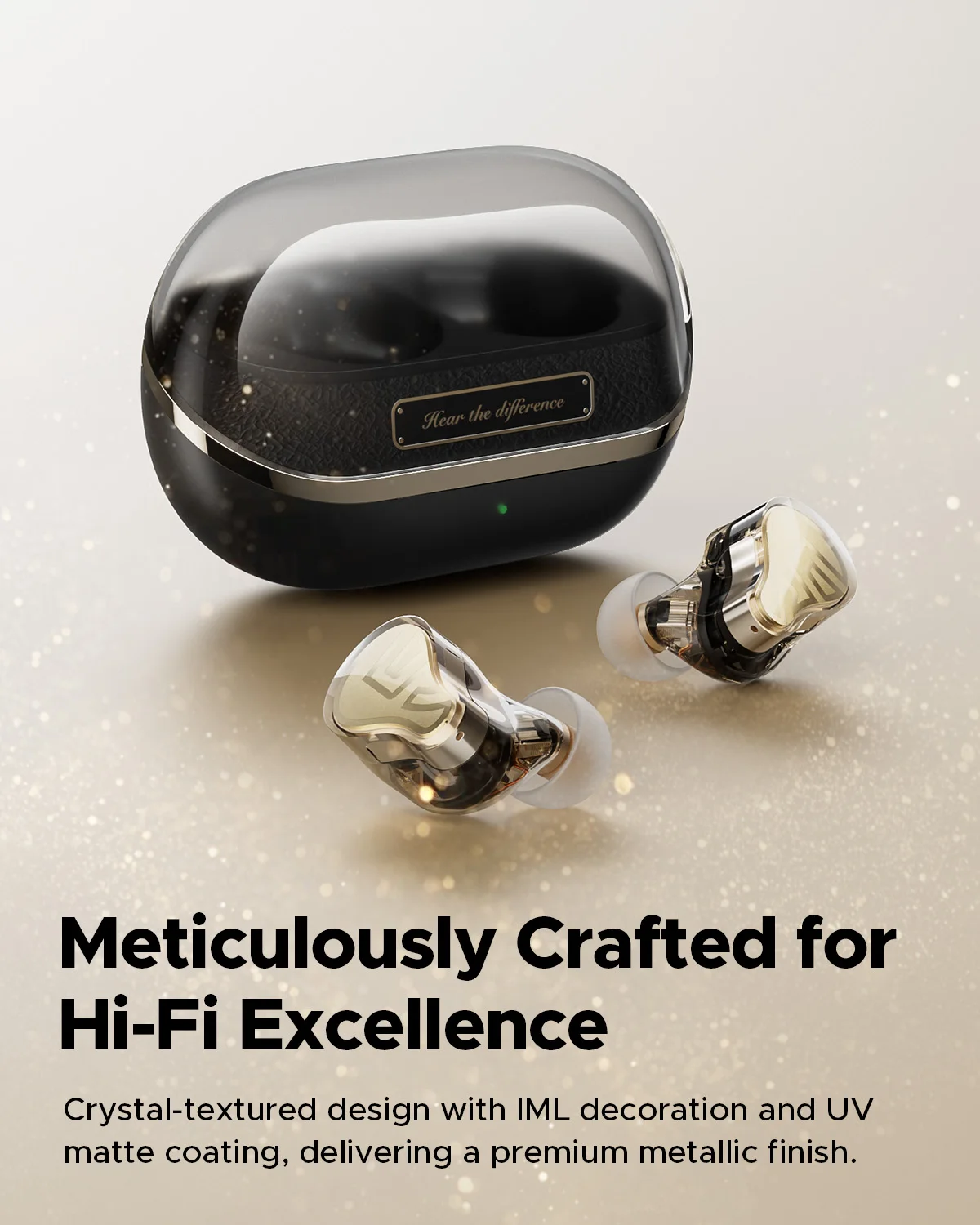 SoundPEATS H3 Wireless Bluetooth Earbuds Hybrid 3 Driver HiFi 55dB Adaptive ANC Headphones with LDAC AptX Lossless Hi-Res Audio