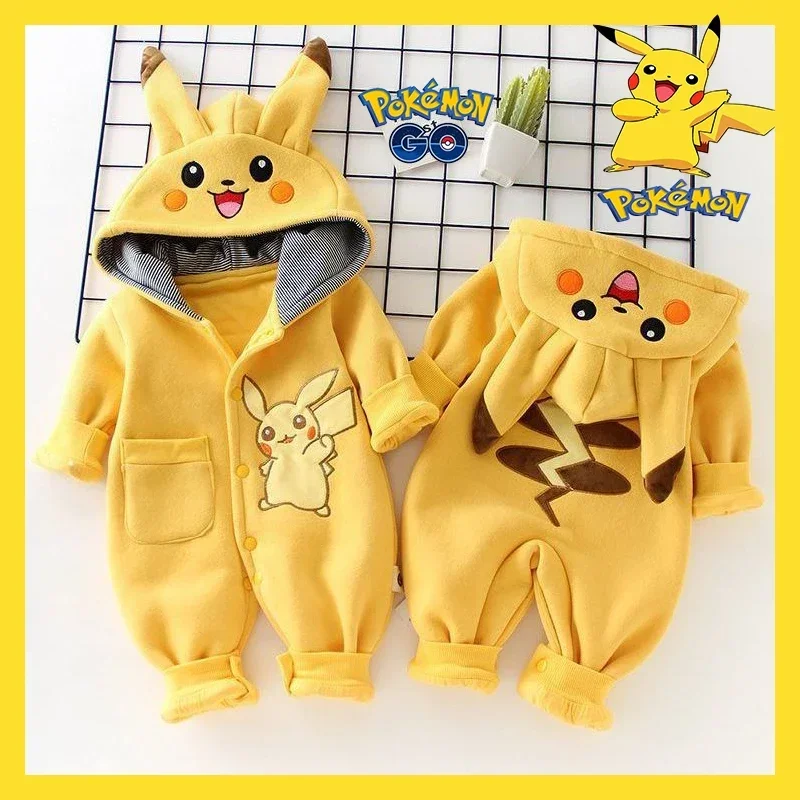 Cartoon Pocket Monsters Baby Pyjamsa Newborn Cute Winter Long-Sleeved Kids Rompers Clothing Babies Toddler'S Clothes Onesie Gift