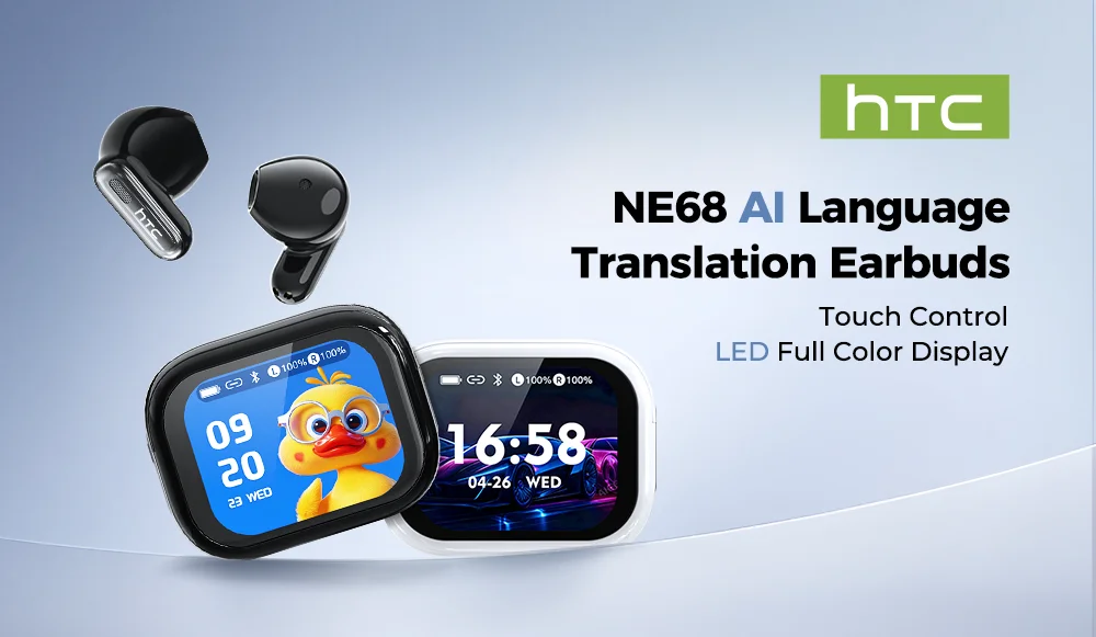 New 2026 HTC NE68 Bluetooth 6.0 Wireless Headphones AI Translation Earphones Long Battery Life Upgrade Free Translator APP