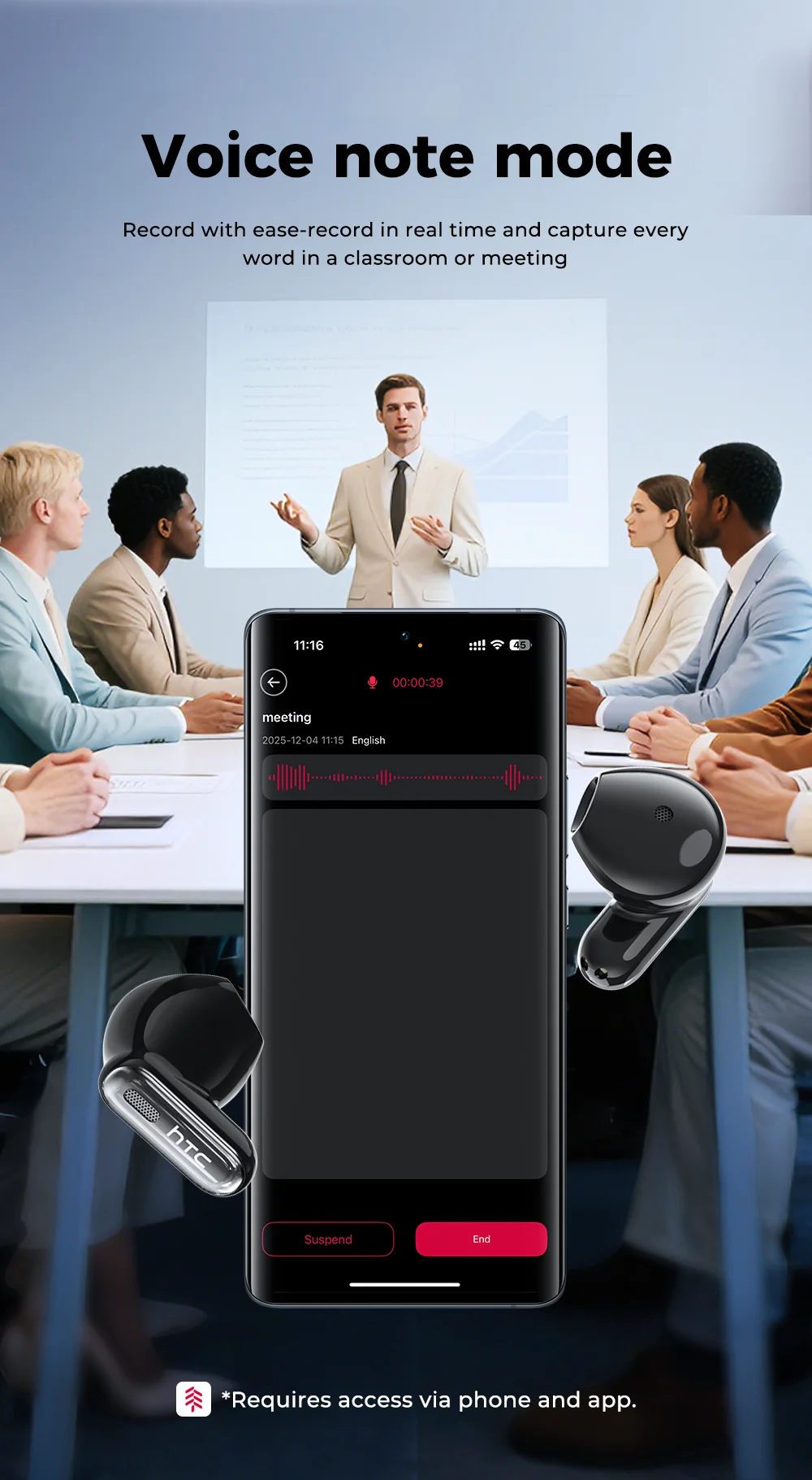 New 2026 HTC NE68 Bluetooth 6.0 Wireless Headphones AI Translation Earphones Long Battery Life Upgrade Free Translator APP