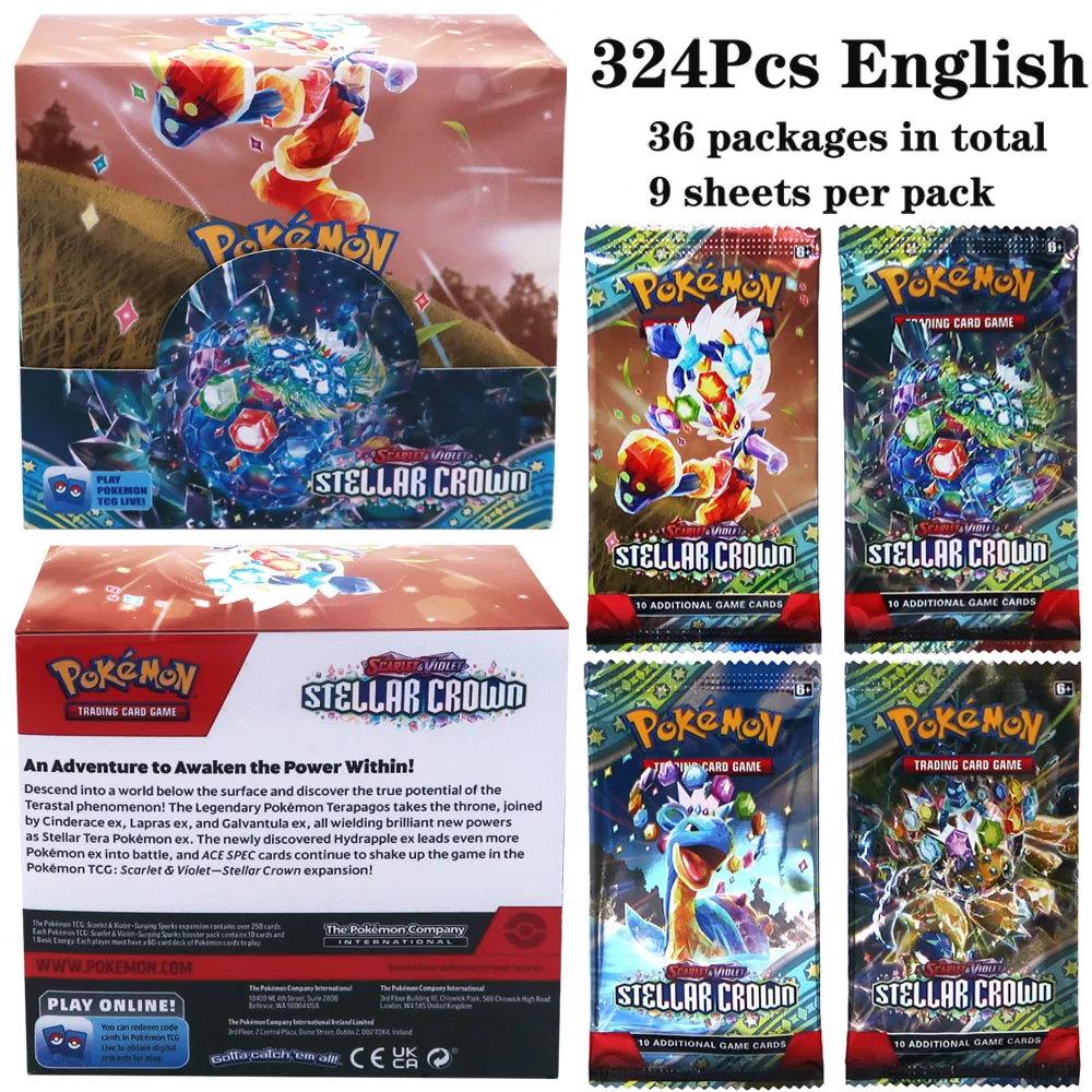 324Pcs Pokemon TCG: Sword & Shield Tempest Bonds Booster Box Trading Card Game Pokemon Card Kids Toys Board Game