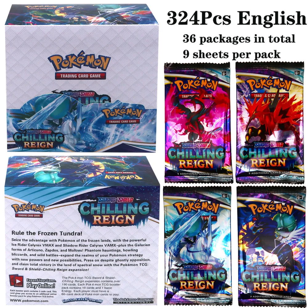 324Pcs Pokemon TCG: Sword & Shield Tempest Bonds Booster Box Trading Card Game Pokemon Card Kids Toys Board Game