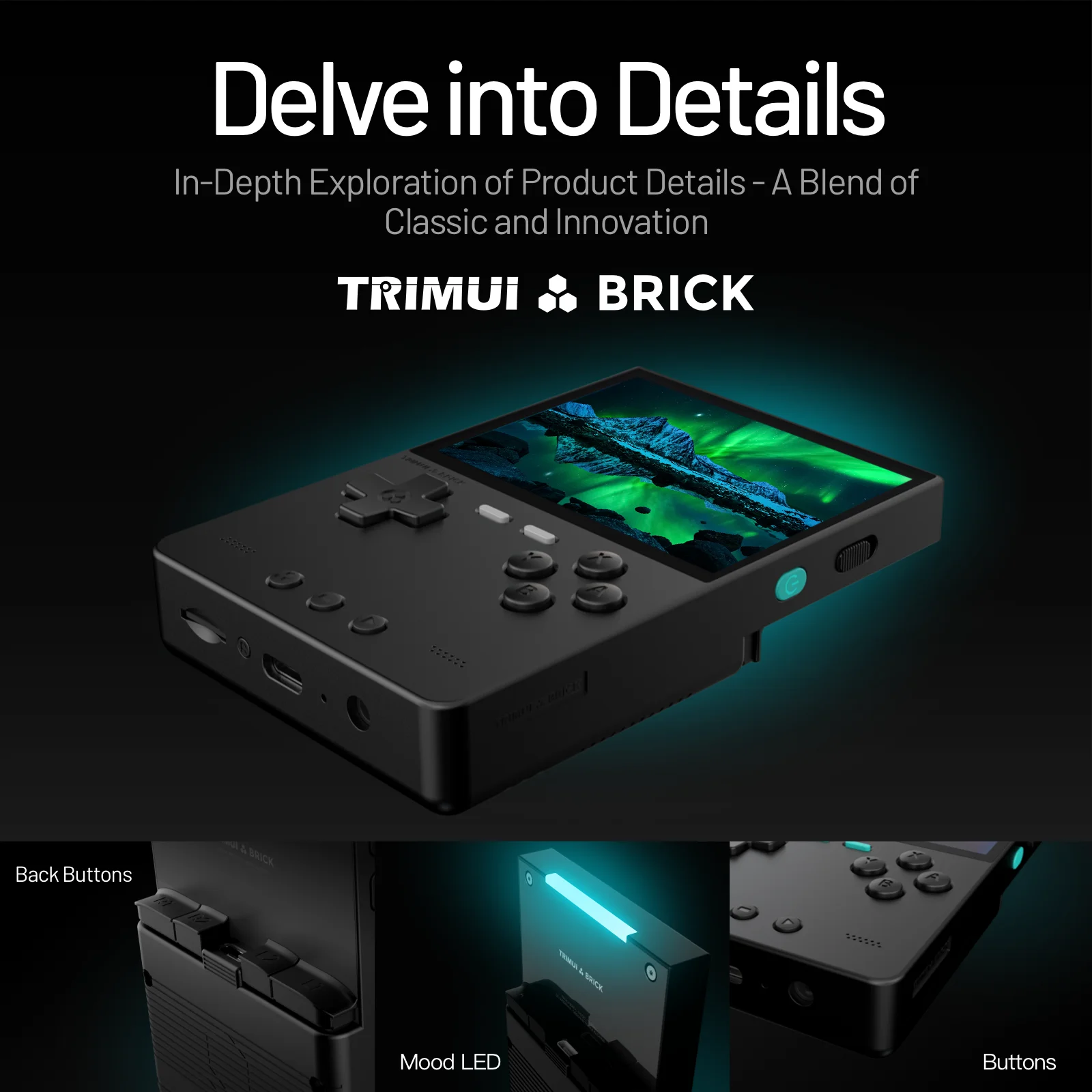 TRIMUI BRICK CNC Metal Retro Handheld Console 3.2" 1024x768 IPS Linux Mood LED Free Keycap 3000mAh WiFi Gift for Game Lovers