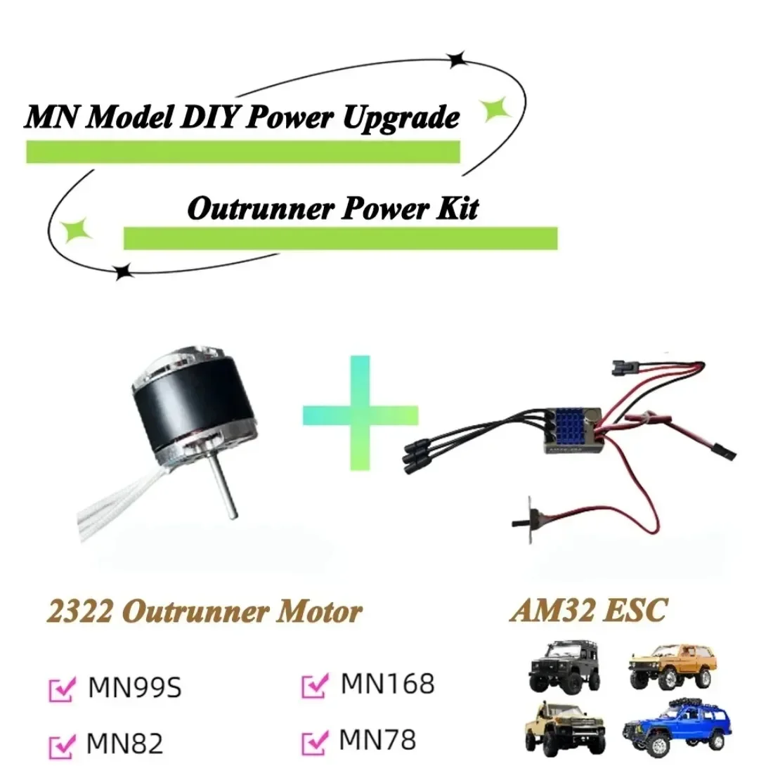 Power Combo 2322 2600KV Brushless Motor Metal Gear Box AM32 45A ESC 7CH Transmitter 21G Servo for RC Car MN82 MN78 MN168 MN99