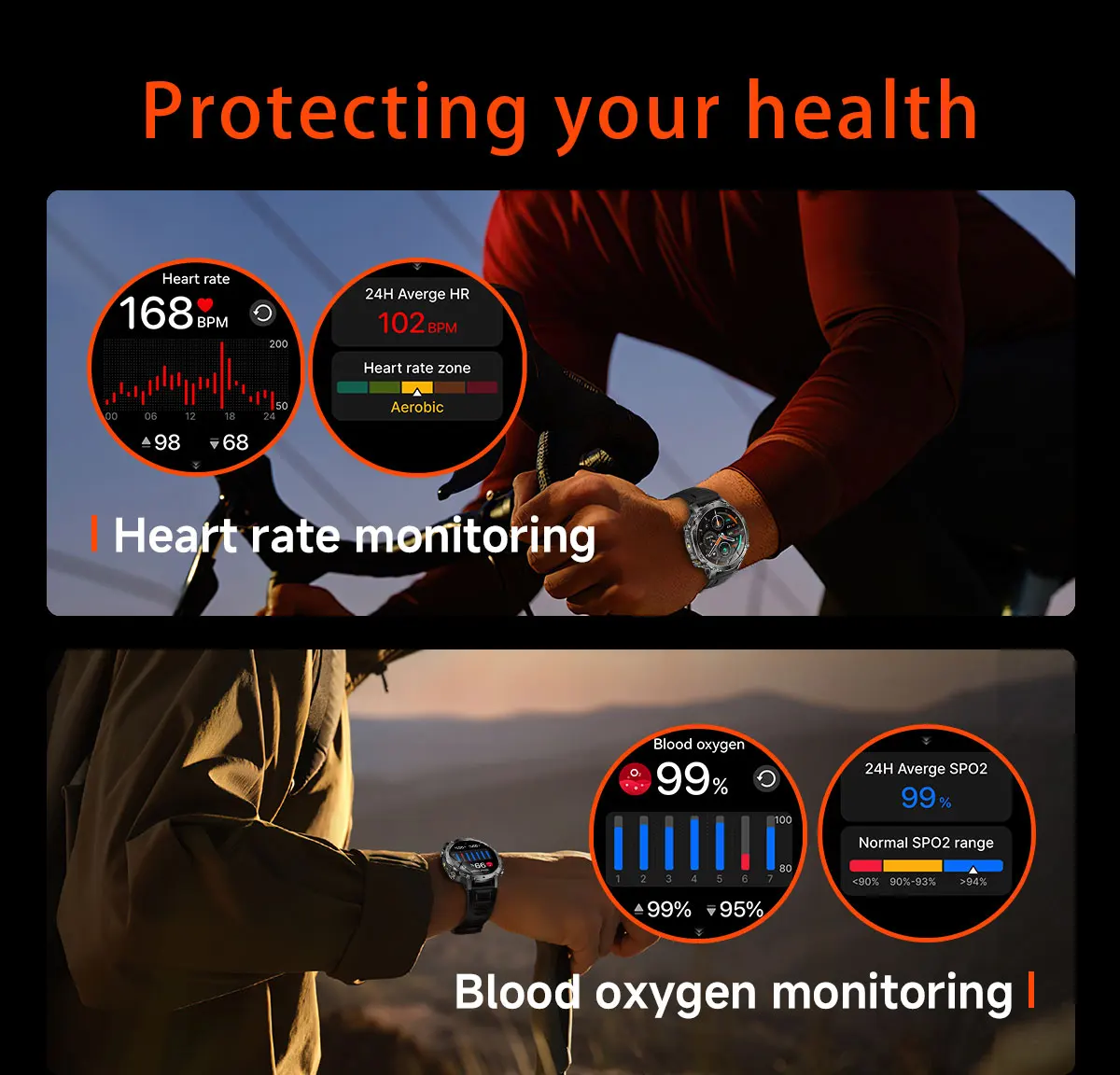 2026 New Outdoors Military 1400mAh Battery Smart Watch Men IP69K Waterproof LED Flashlight Heart Rate Sports Tracker Smartwatchs