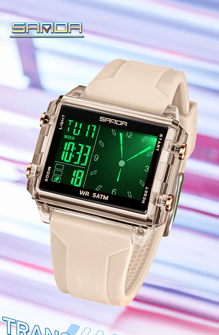 SANDA Luxury Brand Digital Watch for Men Women Square Dial Sport Waterproof Watches Man LED Pointer Display Relogios Masculino