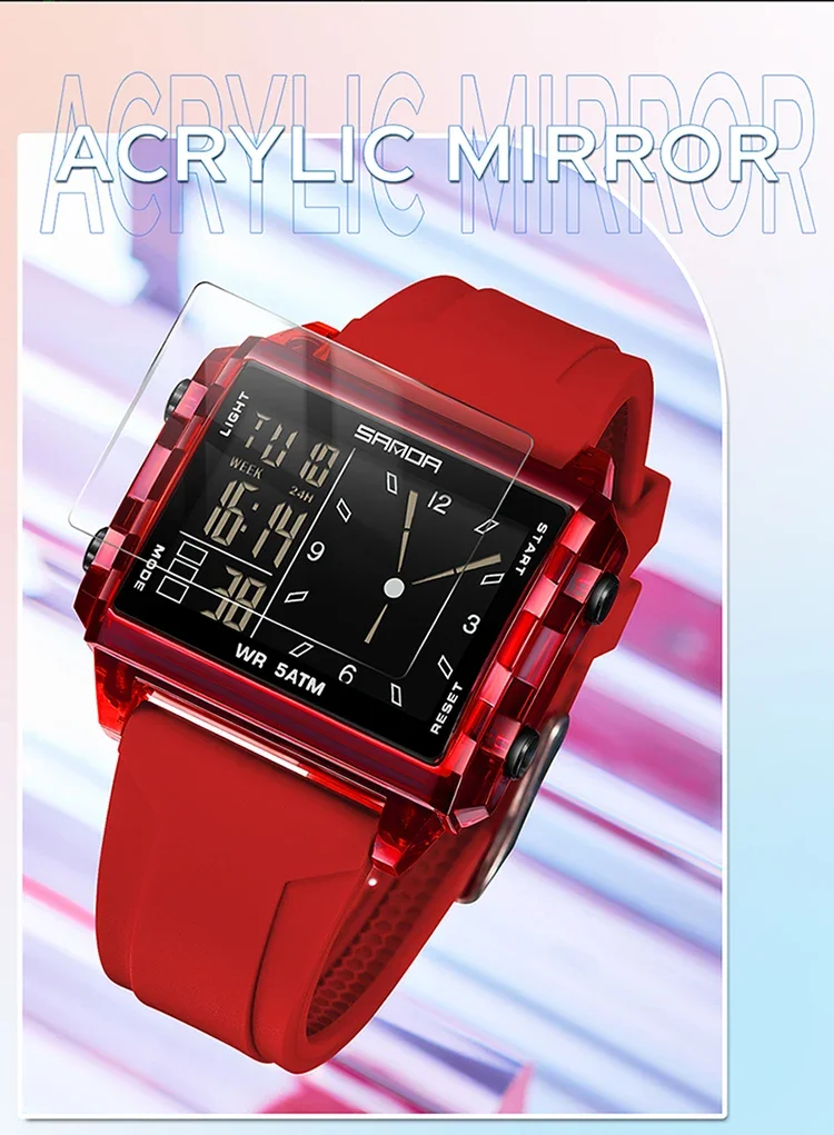 SANDA Luxury Brand Digital Watch for Men Women Square Dial Sport Waterproof Watches Man LED Pointer Display Relogios Masculino