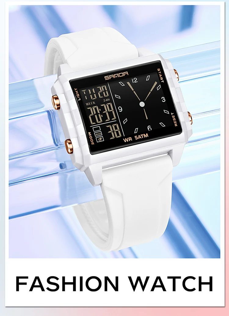 SANDA Luxury Brand Digital Watch for Men Women Square Dial Sport Waterproof Watches Man LED Pointer Display Relogios Masculino